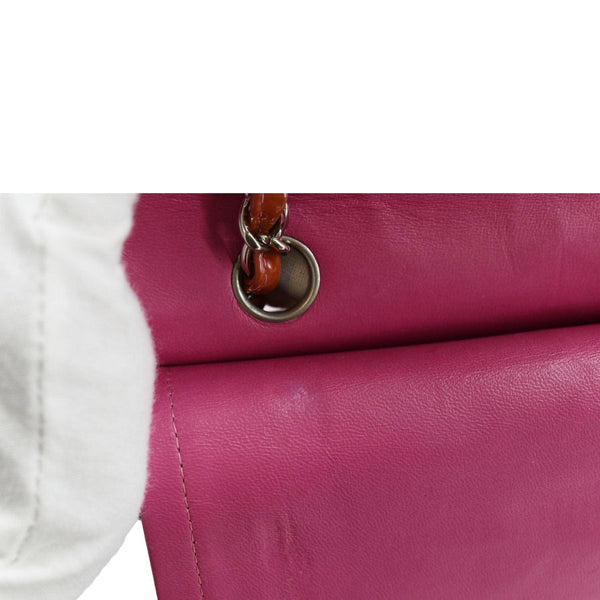 CHANEL Classic Medium Double Flap Patent Leather Shoulder Bag Red