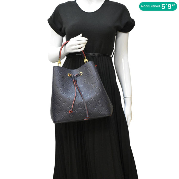 LOUIS VUITTON NeoNoe Monogram Empreinte Leather Shoulder Bag Navy Blue