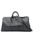 LV Keepall 55 Bandouliere Damier Cobalt Black Travel Bag  front look