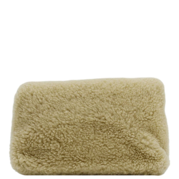 YVES SAINT LAURENT Small Loulou Puffer Shearling Pouch Beige