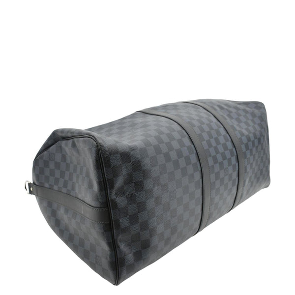 LOUIS VUITTON Keepall 55 Bandouliere Damier Cobalt Travel Bag Black