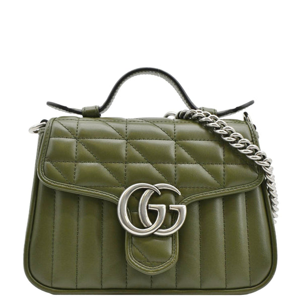 GUCCI GG Marmont Mini Top Handle Crossbody Bag Olive 583571