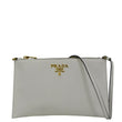 PRADA Vitello Phenix Leather Shoulder Bag White FRONY SIDE