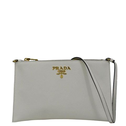 PRADA Vitello Phenix Mini Saffiano Leather Shoulder Bag White