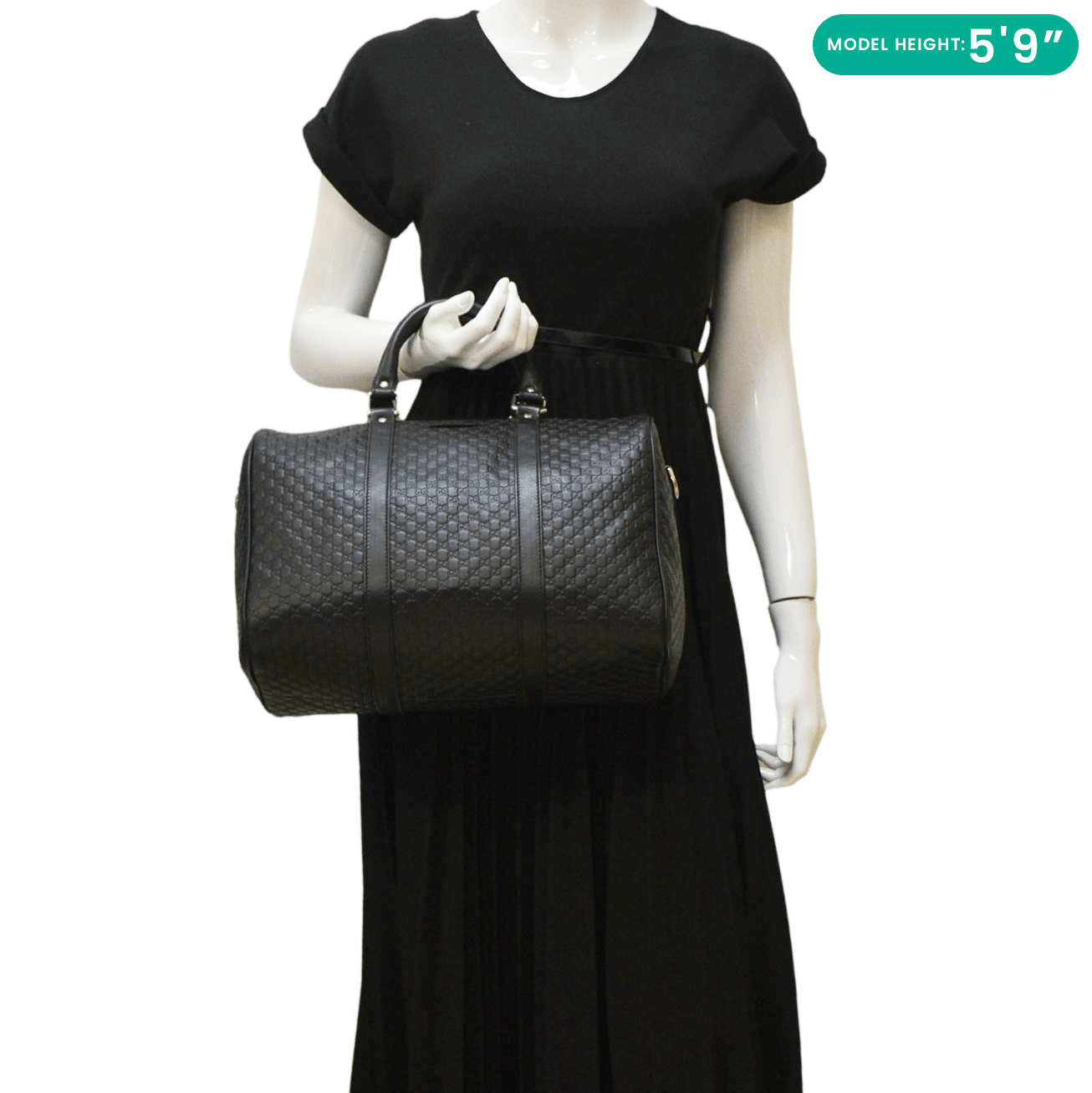 GUCCI GG Microguccissima Boston Travel Bag Black 449646