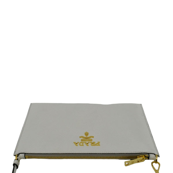 PRADA Vitello Phenix Leather Shoulder Bag White  upper side