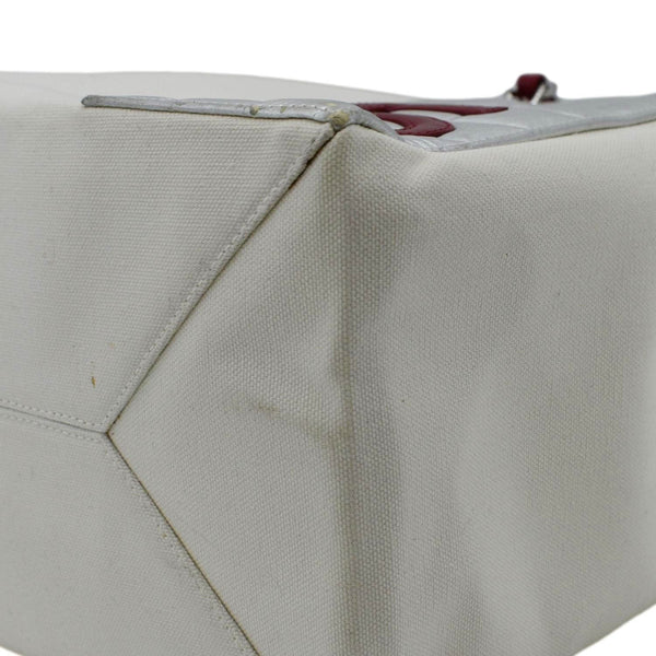 CHANEL Foil No.5 Canvas Chain Shopping Tote Bag White