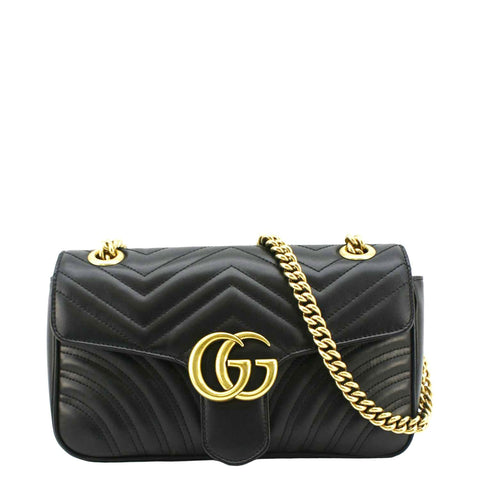 GUCCI GG Marmont Small Matelasse Leather Crossbody Bag Black 443497