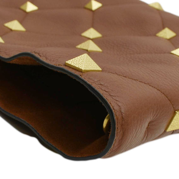 VALENTINO Large Roman Stud Tote Bag Saddle Brown