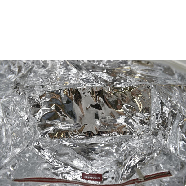 CHANEL Foil No.5 Canvas Chain Shopping Tote Bag White