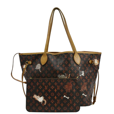 LOUIS VUITTON Neverfull Catogram MM Canvas Tote Bag Orange