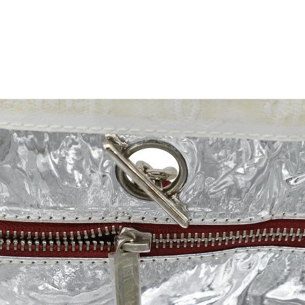 CHANEL Foil No.5 Canvas Chain Shopping Tote Bag White