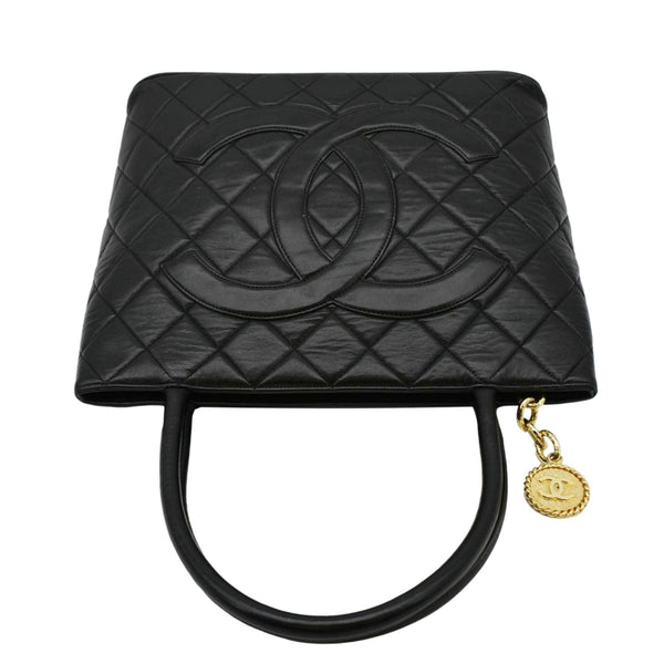 CHANEL Medallion  Tote Bag Black upper side