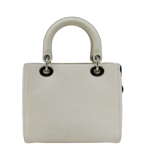 CHRISTIAN DIOR Lady Dior Patch Embellished Leather Tote Bag White