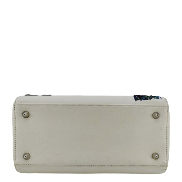 CHRISTIAN DIOR Lady Dior Patch Embellished Leather Tote Bag White