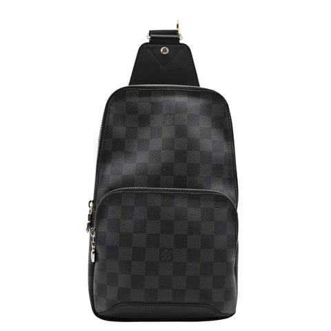 LOUIS VUITTON Avenue Sling Damier Graphite Backpack Bag Black