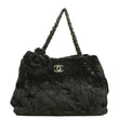 CHANEL Large Camellia Fantasy Faux Fur Tote Bag Black
