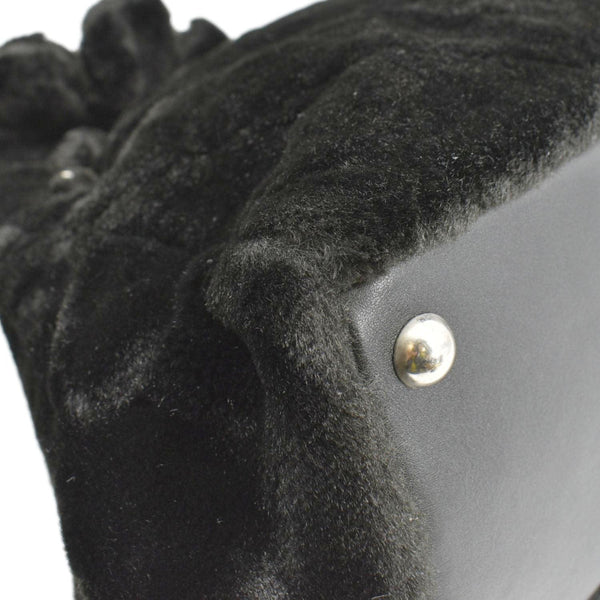 CHANEL Large Camellia Fantasy Faux Fur Tote Bag Black