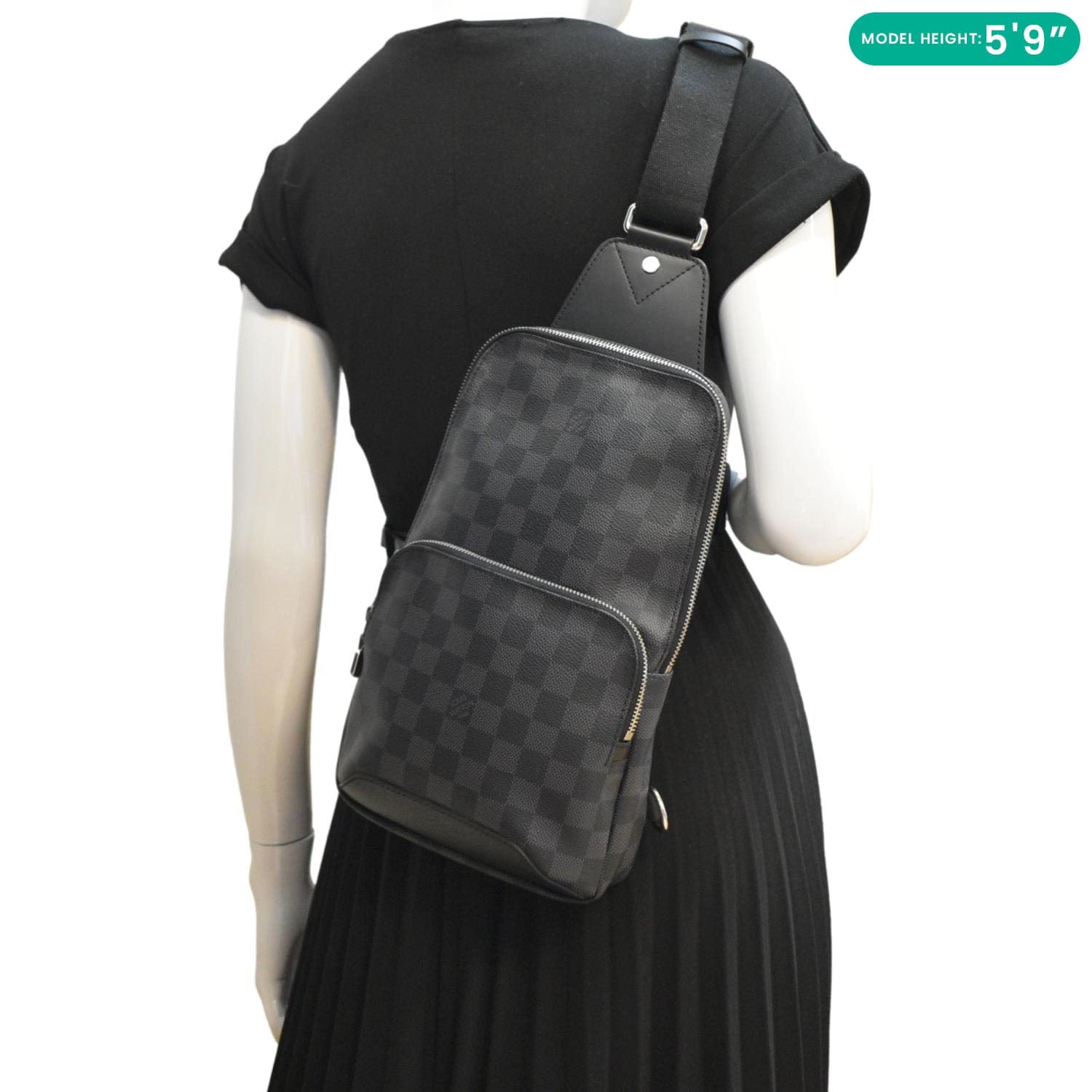 louis vuitton checkered backpack black crossbody mens LOUIS VUITTON Avenue Sling Damier Graphite Backpack Bag Black