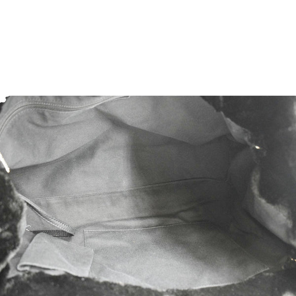 CHANEL Large Camellia Fantasy Faux Fur Tote Bag Black