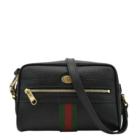 GUCCI Ophidia Web Mini  Leather Crossbody Bag Black 719885