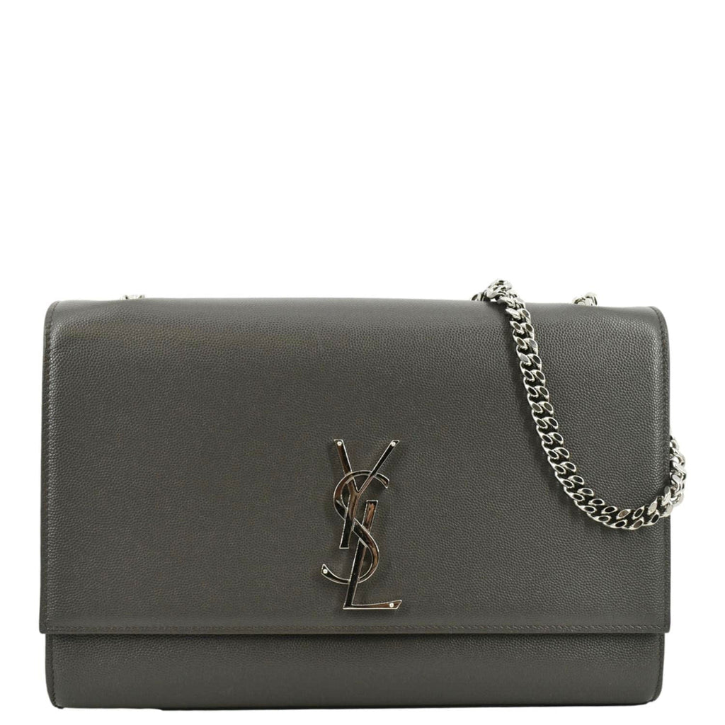 YVES SAINT LAURENT Kate Leather Shoulder Bag Gray