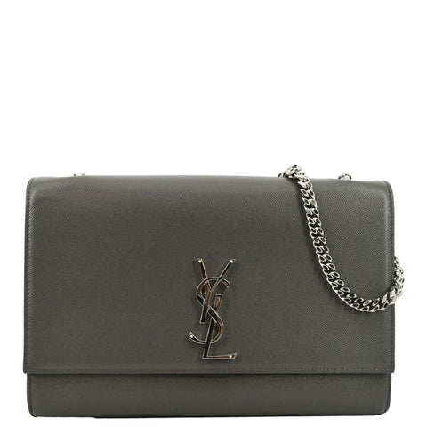 YVES SAINT LAURENT Kate Leather Shoulder Bag Gray