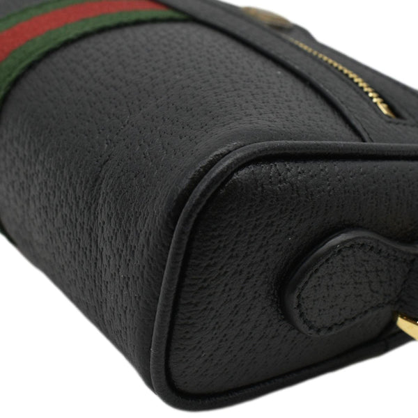 GUCCI Ophidia Web Mini  Leather Crossbody Bag Black 719885
