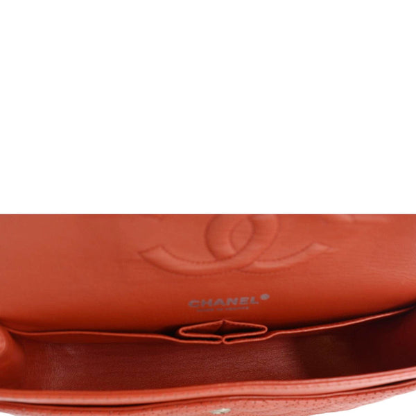 CHANEL Classic Medium Double Flap Quilted Perforated Leather Shoulder Bag Red