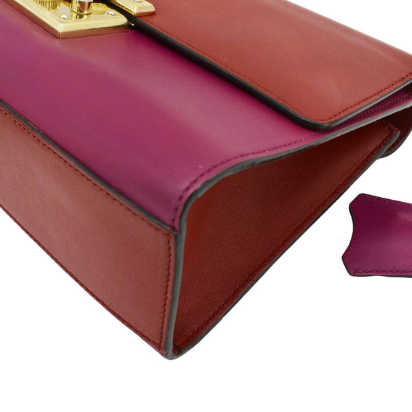 GUCCI Padlock Medium Leathrer Chain Shoulder Bag Red 409486