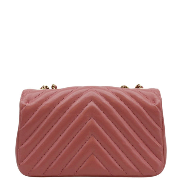 CHANEL Statement Flap Mini Quilted Chevron Crossbody Bag Pink