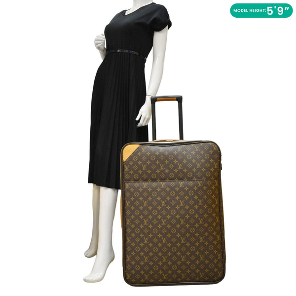 LOUIS VUITTON Pegase 55 Monogram Canvas Luggage Suitcase Travel Bag Brown