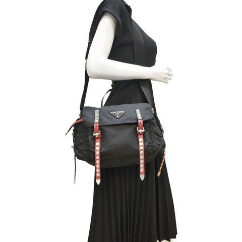 PRADA New Vela Nylon Shoulder Bag Black