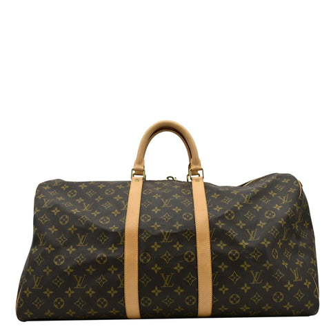 LOUIS VUITTON Keepall 55  Monogram Canvas Travel Bag Brown