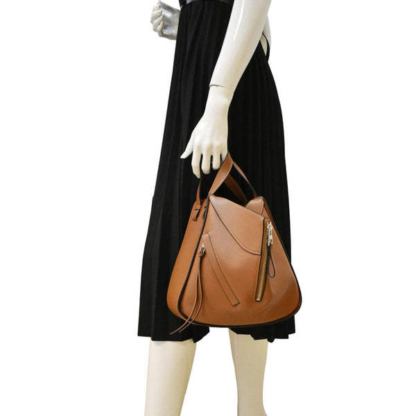 LOEWE Hammock Small Calfskin Leather Shoulder Bag Brown