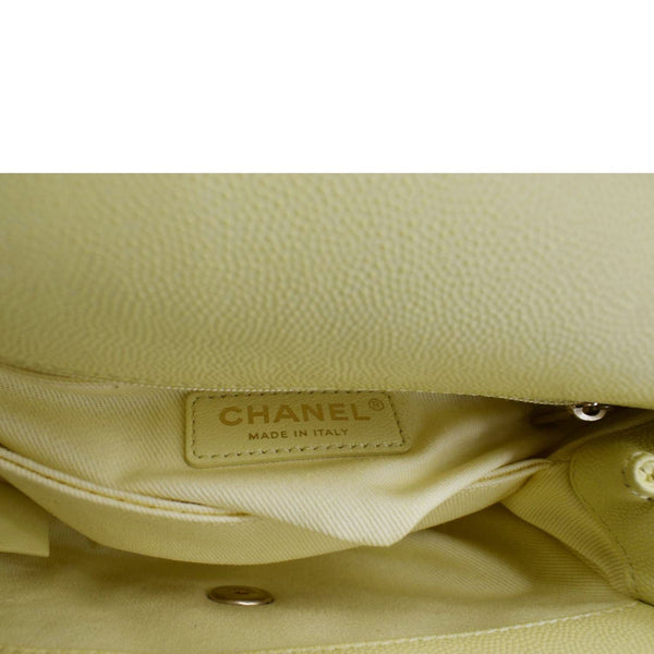 CHANEL CC Coco Flap Caviar Leather Top Handle Shoulder Bag Yellow 24229597