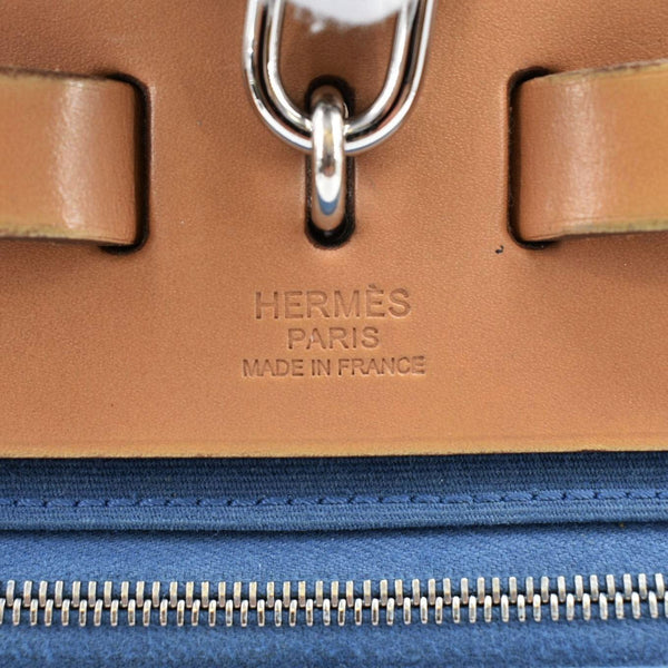 HERMES Herbag Zip Retourne 31 Canvas Tote Shoulder Bag Blue