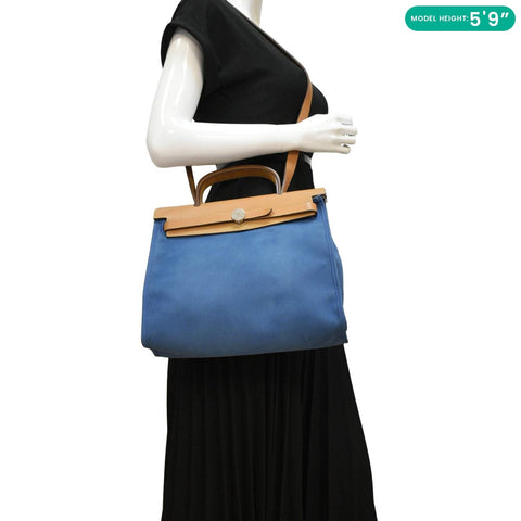 HERMES Herbag Zip Retourne Shoulder Bag Blue dummy look