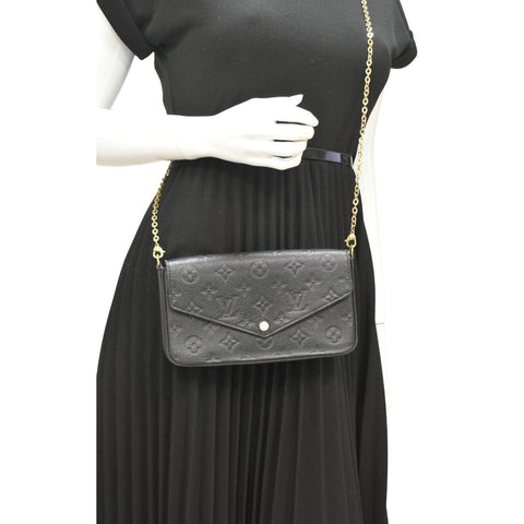 LOUIS VUITTON Felicie Monogram Empreinte Pochette Crossbody Bag Black