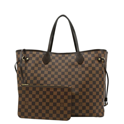 LOUIS VUITTON Neverfull GM Damier Ebene Tote Bag Brown