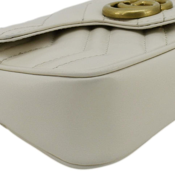 GUCCI GG Marmont Super Mini  Matelasse Leather Crossbody Bag White 476433