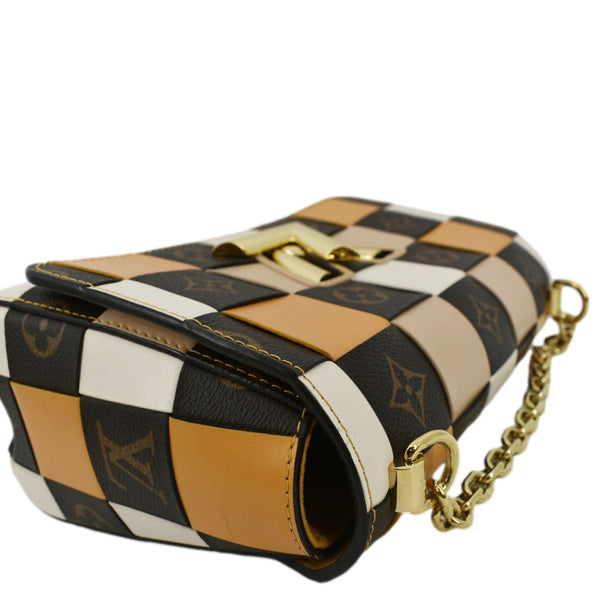 Louis Vuitton Twist MM Monogram Check Leather Shoulder Bag Orange