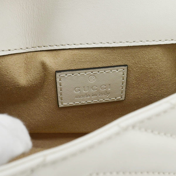 GUCCI GG Marmont Super Mini  Matelasse Leather Crossbody Bag White 476433