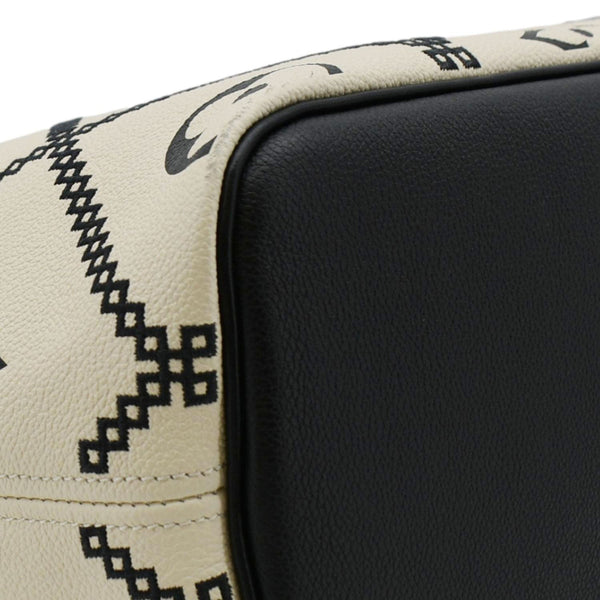 LOUIS VUITTON Broderies Neverfull MM Giant Empreinte Monogram Tote Bag Cream