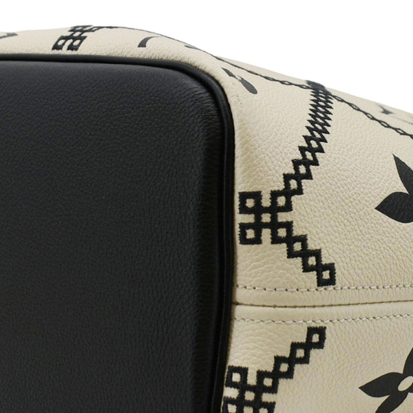 LOUIS VUITTON Broderies Neverfull MM Giant Empreinte Monogram Tote Bag Cream