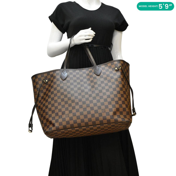 LOUIS VUITTON Neverfull GM Damier Ebene Tote Bag Brown