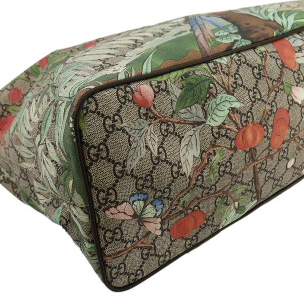 GUCCI Tian Print GG Supreme Canvas Tote Shoulder Bag Beige 453705