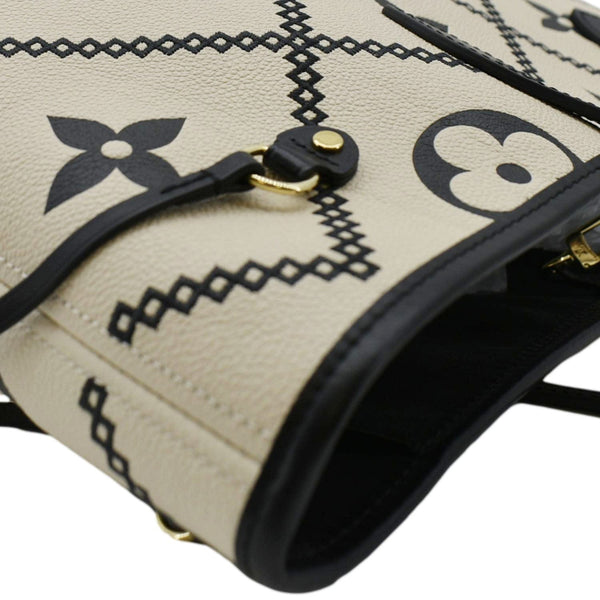 LOUIS VUITTON Broderies Neverfull MM Giant Empreinte Monogram Tote Bag Cream