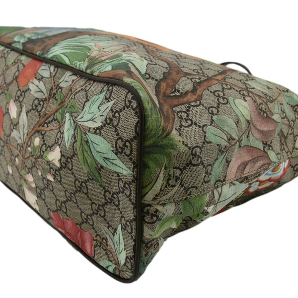 GUCCI Tian Print GG Supreme Canvas Tote Shoulder Bag Beige 453705