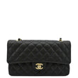 CHANEL Classic Medium Flap Quilted Caviar Leather Shoulder Bag Black